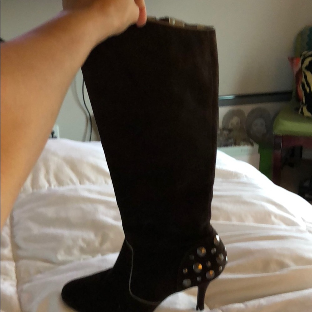 Donald J Pliner suede boots with decorative studs